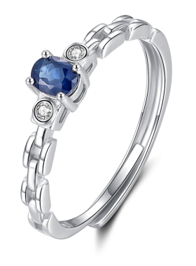 女银镶嵌蓝宝石赠送情人开口女戒