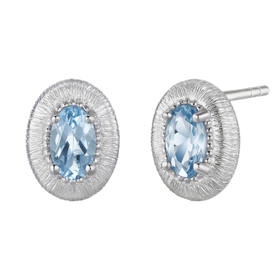 森吾《浪游法罗》拉丝蓝尖晶耳钉