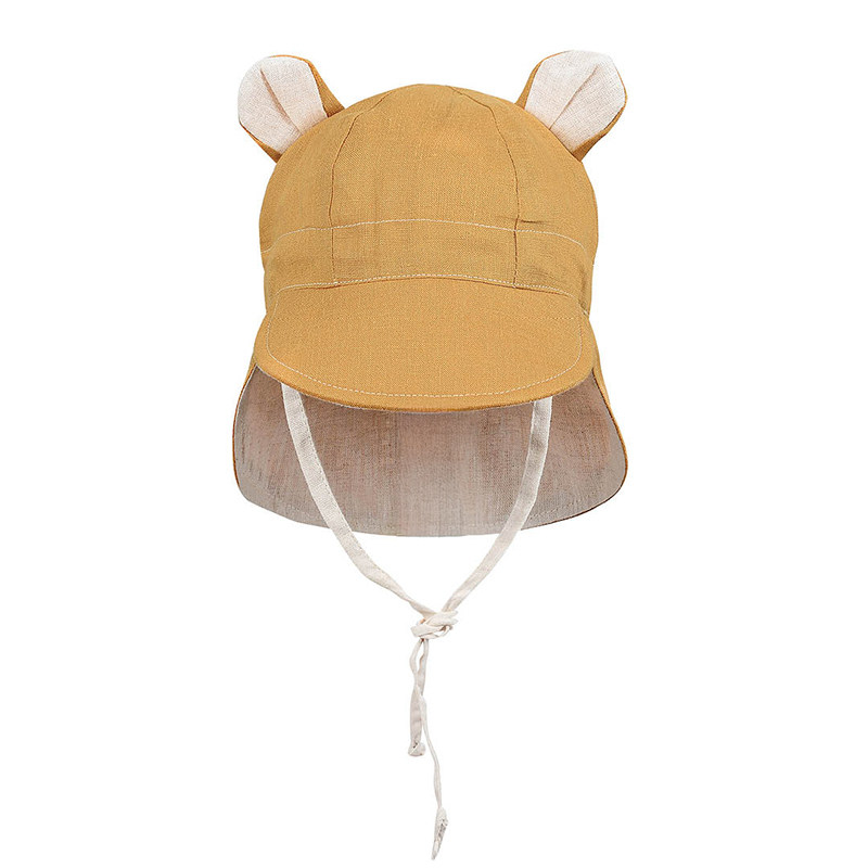 澳洲Bedhead0-3岁亚麻护脖防晒帽轻薄透气出游遮阳双面戴UPF50+