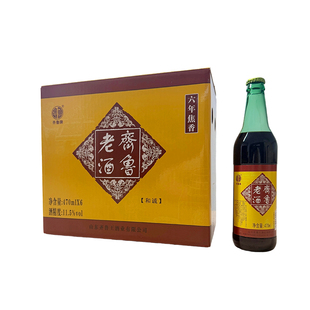 齐鲁黄酒即墨老酒官方旗舰店瓶装窖藏六年焦香陈酿阿胶养生黍米酒