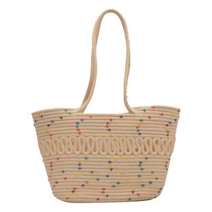 小众草编包包女2025新款棉线编织包沙滩包大容量百搭单肩包篮子包