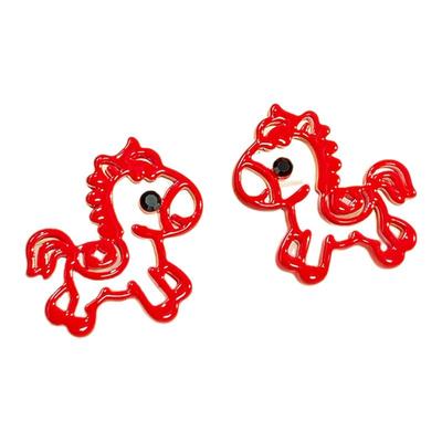 2026新年过年本命年红色小马耳环
