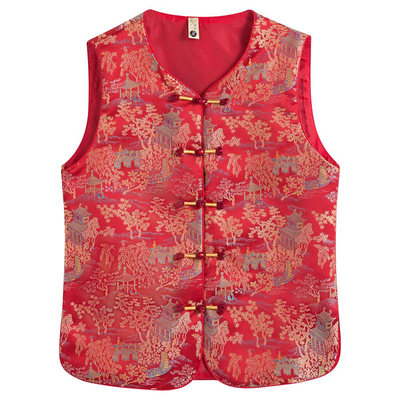 中国风妈妈马甲提花中老年坎肩