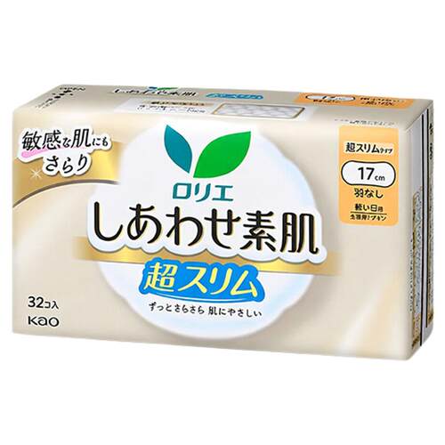 日本进口花王乐而雅F丝薄日用卫生巾无护翼敏感肌无荧光剂17cm*32