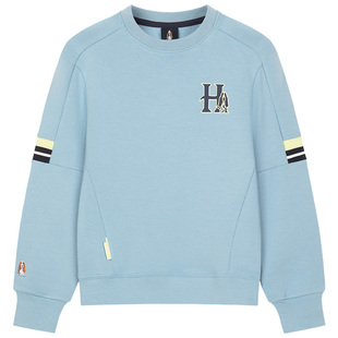 暇步士童装儿童卫衣春秋新款大童舒适男童休闲圆领衫女童套头卫衣