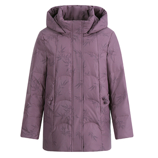 恒源祥集团Fazeya妈妈中长款羽绒服中老年女奶奶白鸭绒保暖厚外套