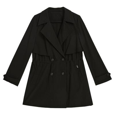 YINER音儿专选春季新款优雅一手长四面弹双排扣风衣气质外套