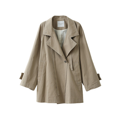 POPCHRIO简约立领气质飘带风衣