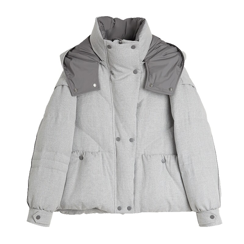 ELLE90白鸭绒短款连帽羽绒服