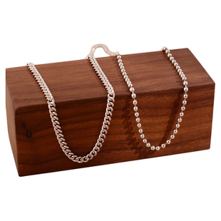 复古925纯银古巴链坦克链圆珠链项链女配饰素链百搭裸链毛衣链