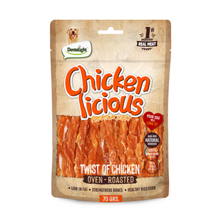 Dentalight狗零食低温烘烤鸡肉缠红薯磨牙棒幼犬小型犬纯肉干零食