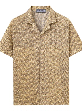 2026春夏新款拼色褶皱短袖衬衣男古巴领休闲百搭衬衫Men's shirts