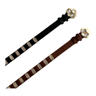 高级感新款小众全孔免打孔皮带黑色女时尚百搭配牛仔裤装饰腰带细