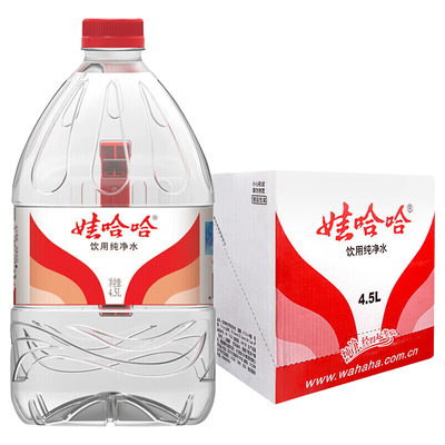 娃哈哈饮用纯净水4.5L*4桶装