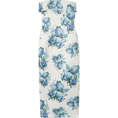 【折扣】Emilia Wickstead女抹胸印花罗缎连衣裙