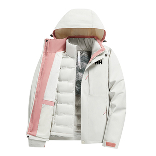 官方正品HH冲锋衣男三合一可拆卸羽绒内胆秋冬防水情侣滑雪登山服