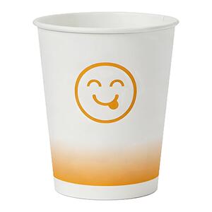 加厚一次性纸杯笑脸图案家用待客茶杯聚会纸杯豆浆可乐杯漏水包赔