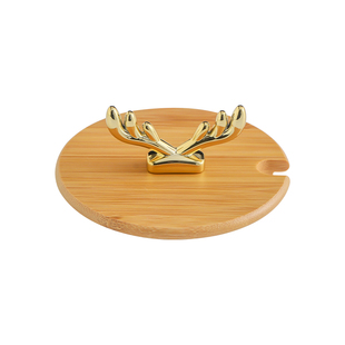 竹木杯盖开口通用早餐燕麦杯盖单卖大口径马克杯盖防尘陶瓷杯子盖