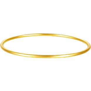 周大生黄金手镯女实心素圈光面足金镯子婚嫁三金生日礼物送女友