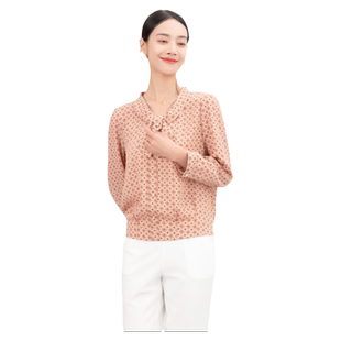 科尚垂感雪纺衬衫女2026春新款长袖波点衬衣宽松显瘦气质打底上衣