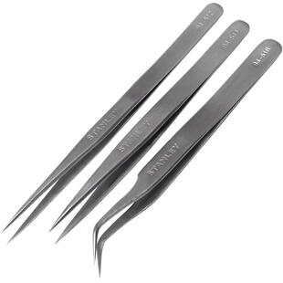 史丹利不锈钢镊子尖头精密小捏子工业级弯头加长夹子防静电子工具