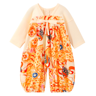 龙喜年《鱼龙舞》婴儿晚唐风汉服连体新中式百日周岁礼服女宝春秋