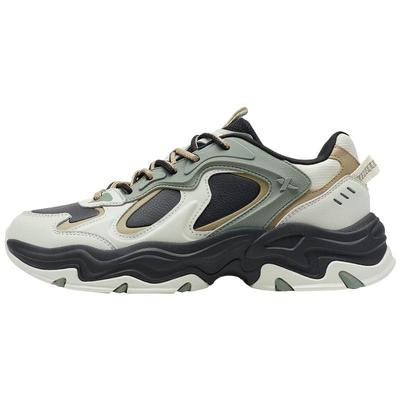 特步星野休闲鞋男鞋冬季革网轻便运动鞋情侣户外鞋复古老爹鞋女鞋