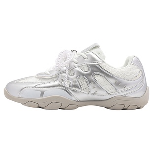 feiyue/飞跃女鞋德训鞋女2026秋冬新款珍珠网面蕾丝月牙底小白鞋