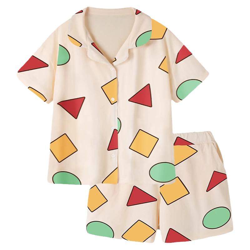 蜡笔小新睡衣女2025新款夏季纯棉薄款短袖两件套可爱网红家居服男