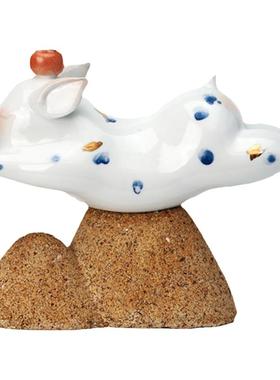 又见梨花陶瓷飞猪桌面装饰摆件