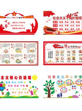 核心价值观墙贴党建文化墙海报