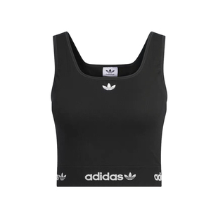 Adidas/阿迪达斯三叶草女士经典黑色针织修身背心KB6420