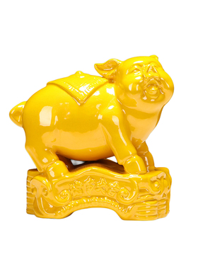 黄色陶瓷猪摆件十二生肖小猪猪