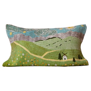 乡野田园枕巾纯棉a类四层纱布四季通用全棉柔软枕头巾一对防头油