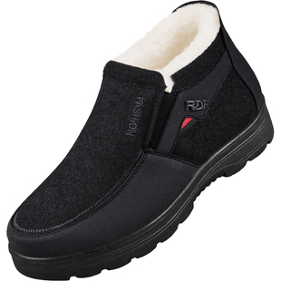 老北京布鞋男款冬季新款加绒加厚羊毛保暖棉鞋防滑中老年爸爸棉靴