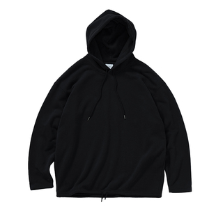 714street日系简约加绒连帽卫衣男2025秋冬情侣宽松落肩袖帽衫女