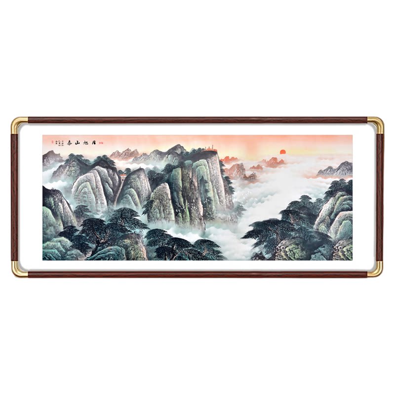 山水画日出泰山大气国画