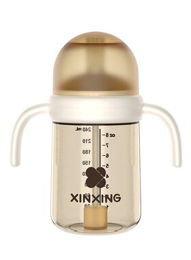 广口径ppsu宝宝奶瓶饮水鸭嘴杯喝水喝奶防摔带手柄吸管儿童330ml