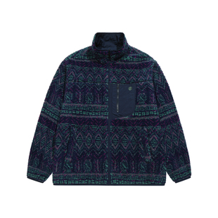 美国ELEMENT滑板夹克男深蓝色复古民族风费尔岛羊羔绒保暖外套潮