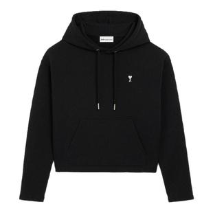 【早春新品】Ami Paris 女士棉毛圈撞色刺绣ADC爱心截短连帽卫衣
