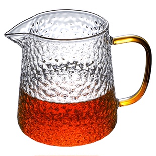 公道杯锤纹玻璃高硼硅耐热耐高温茶带把加厚小号大容量公杯子茶具