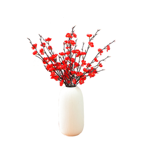 红色仿真梅花花瓶摆件新年喜庆乔迁入宅装饰布置新中式客厅插花