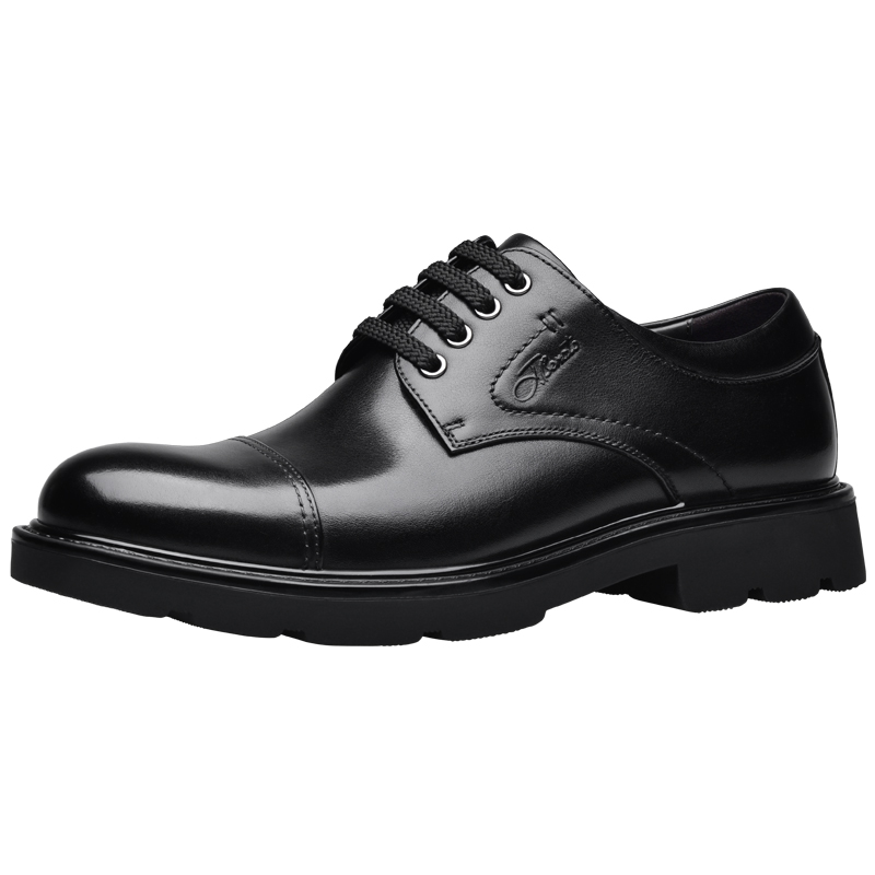 宾度男鞋秋冬季男士商务正装皮鞋男真皮亮面增高婚鞋三接头德比鞋