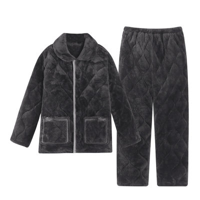 猫人睡衣男士三层珊瑚绒夹棉