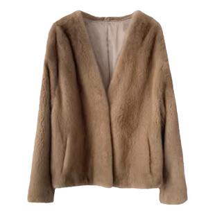 皮毛一体外套女2024环保皮草水貂新款质感一绝美拉德韩系毛毛大衣