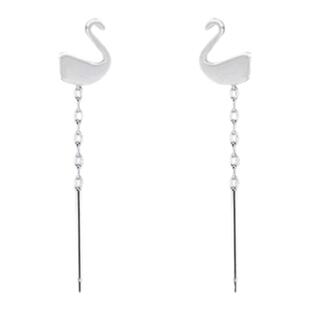 S999足银开口天鹅耳线女轻奢小众设计耳环养耳洞洗睡免摘防丢耳饰