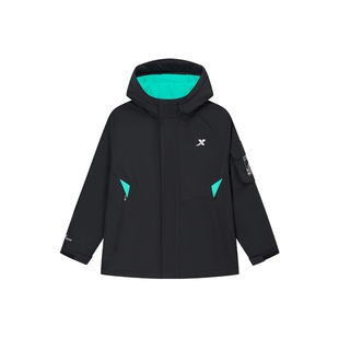 特步童装冬季新款男童女童保暖休闲羽绒服儿童运动连帽防风羽绒服