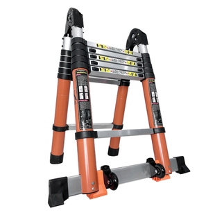 鲁班伸缩梯可折叠人字梯无痕竹节多功能铝合金家用加厚便携梯子