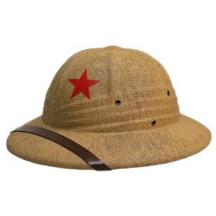 红色五角星春夏秋防晒遮阳马术越南帽安全草帽中山探险家考克礼帽