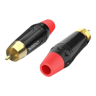 秋叶原rca插头莲花插头音视频线焊接头音响功放AV线红白梅花接头